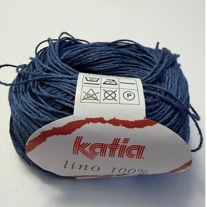 New Katia Lino 100% Linen Yarn 50g Blue Knitting Crochet Coastal